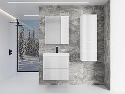 Style Line Зеркальный шкаф Стокгольм 60 белый рифленый софт – фотография-5